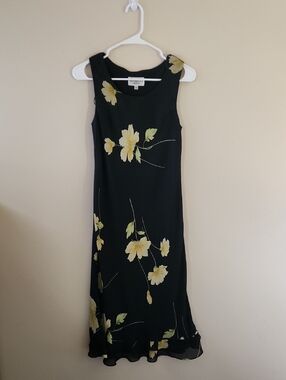 Black Dress with Yellow Floral Print